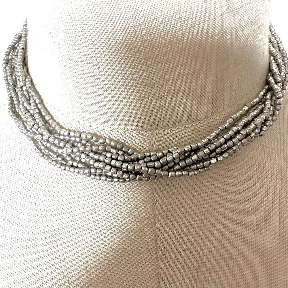 Zad silver tone multi strand Necklace